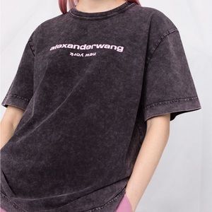 Alexander Wang Acid Wash Puff Logo T-Shirt XS